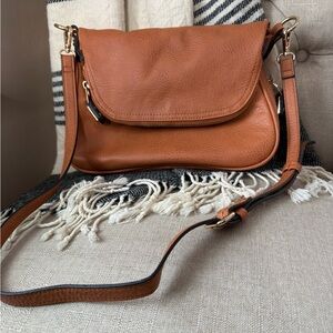 Cognac Moda Luxe faux (soft!) leather Crossbody Bag